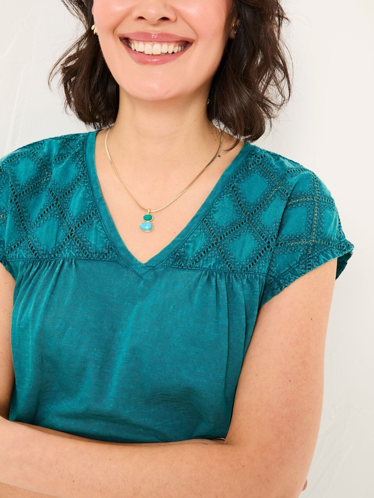 Albastru teal închis - FatFace Embroidered Tunic - Image 4 of 5