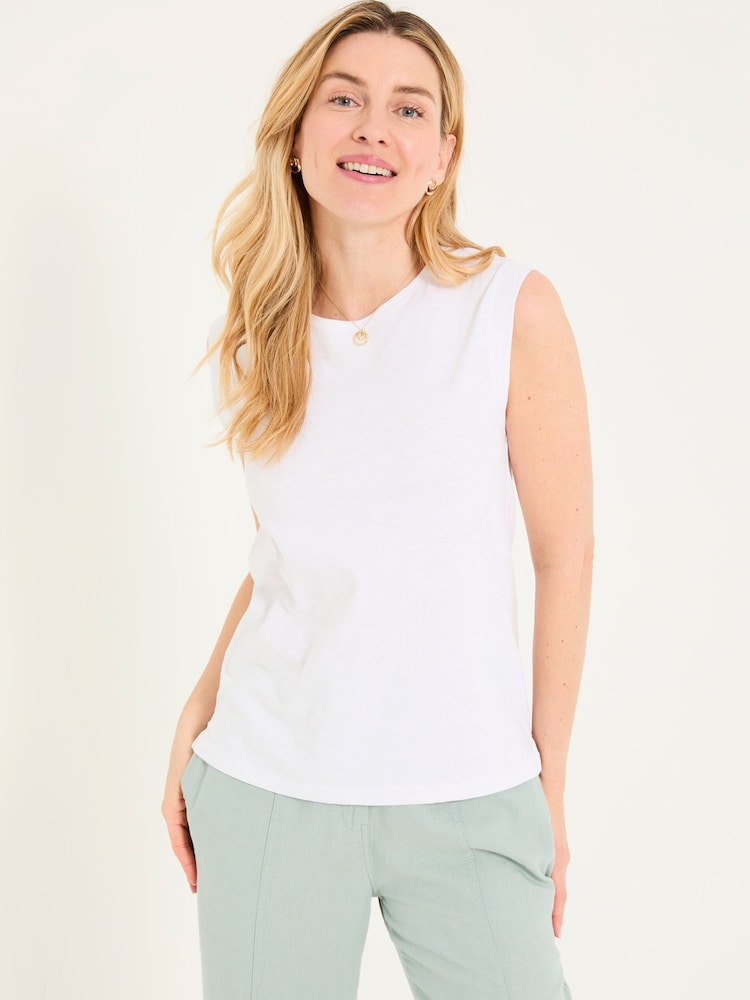 FatFace Tia White Jersey Tank Top - Image 1 of 5