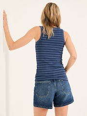 FatFace Rachel Indigo Blue Stripe Rib Vest - Image 2 of 5
