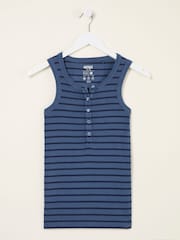 FatFace Rachel Indigo Blue Stripe Rib Vest - Image 5 of 5