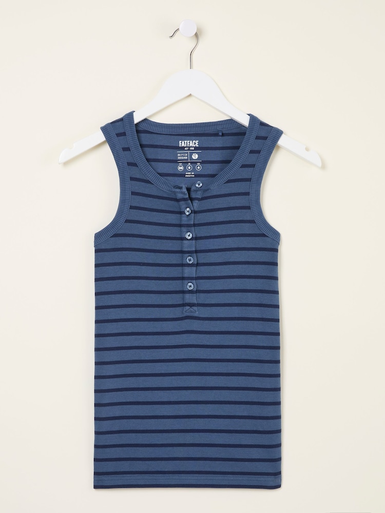 FatFace Rachel Indigo Blue Stripe Rib Vest - Image 5 of 5