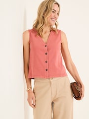 FatFace Joni Rose Pink Jersey Waistcoat - Image 5 of 6