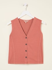 FatFace Joni Rose Pink Jersey Waistcoat - Image 6 of 6
