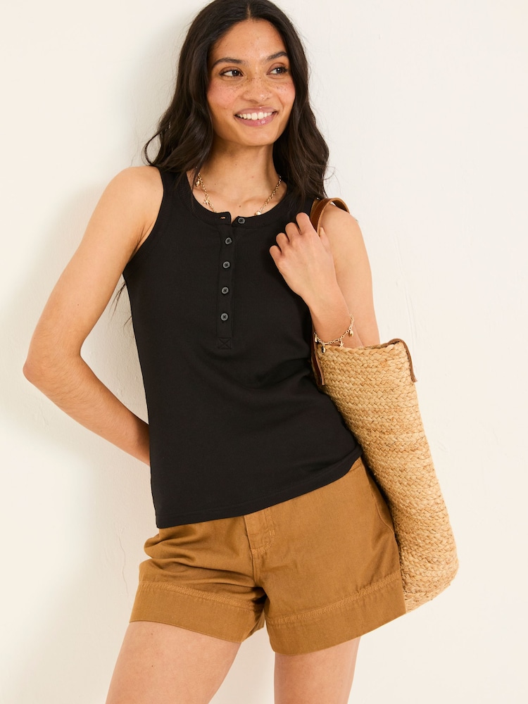FatFace Rachel Black Rib Vest - Image 1 of 5