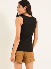 FatFace Rachel Black Rib Vest - Image 2 of 5