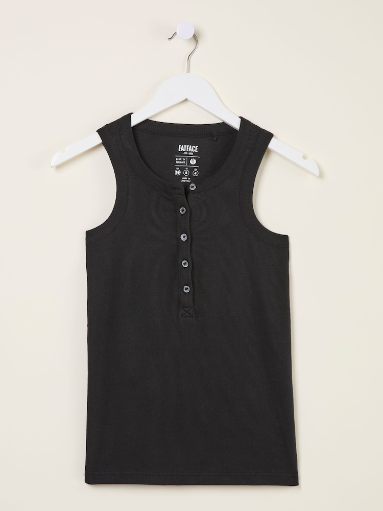 FatFace Rachel Black Rib Vest - Image 5 of 5