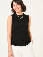 FatFace Isla Black Lace Jersey Tank Top - Image 1 of 6
