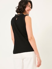 FatFace Isla Black Lace Jersey Tank Top - Image 2 of 6