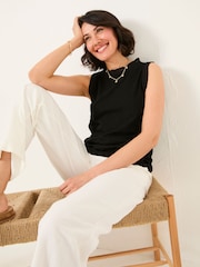 FatFace Isla Black Lace Jersey Tank Top - Image 4 of 6