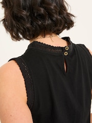FatFace Isla Black Lace Jersey Tank Top - Image 5 of 6