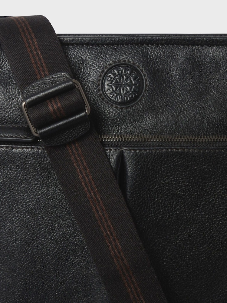 Osprey London The Compass Leather Cross-Body Black Bag - Image 5 of 5