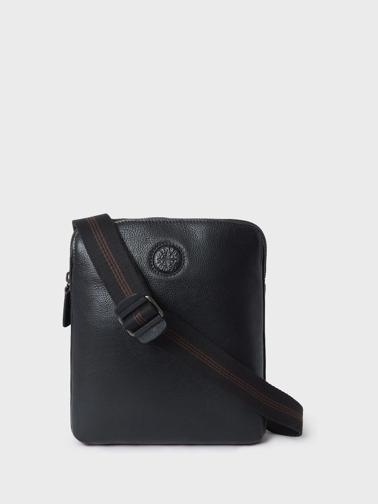OSPREY LONDON The Small Compass Leather Messenger Black Bag - Image 1 of 5 OSPREY LONDON The Small Compass Leather Messenger Black Bag - Image 1 of 5