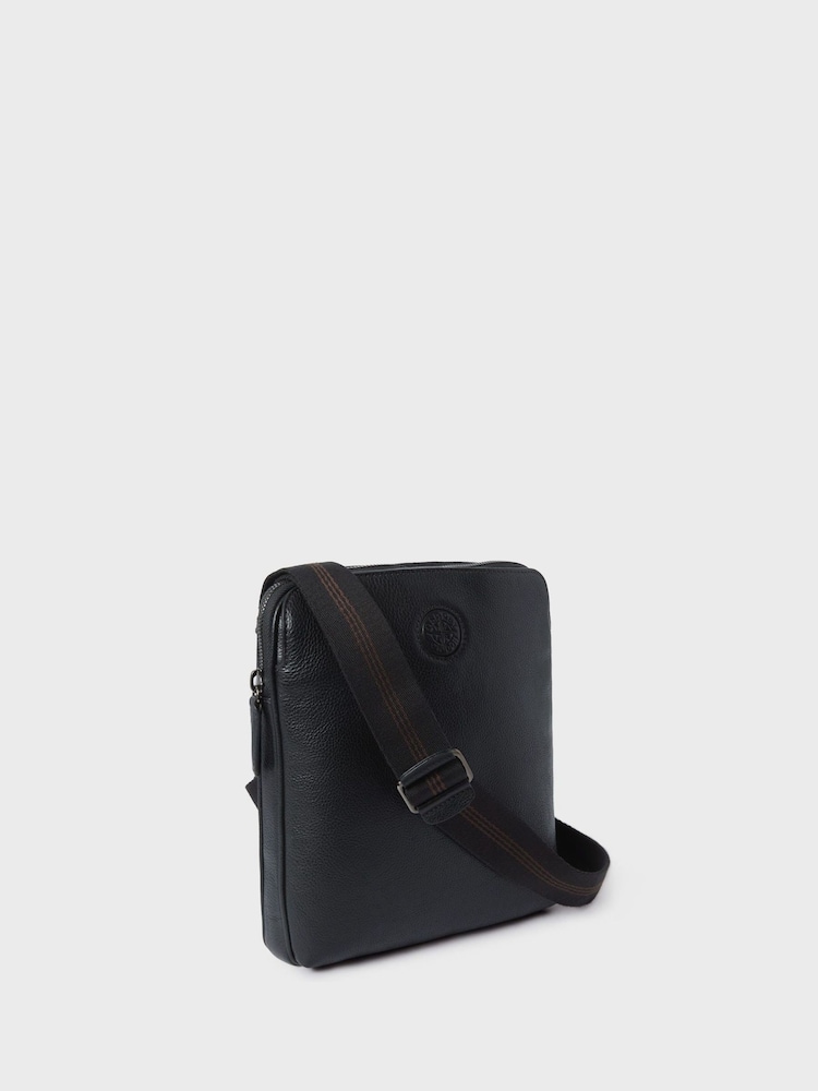 OSPREY LONDON The Small Compass Leather Messenger Black Bag - Image 2 of 5
