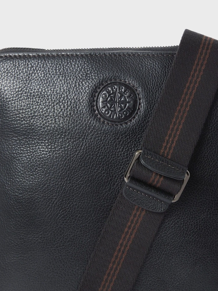 OSPREY LONDON The Small Compass Leather Messenger Black Bag - Image 5 of 5
