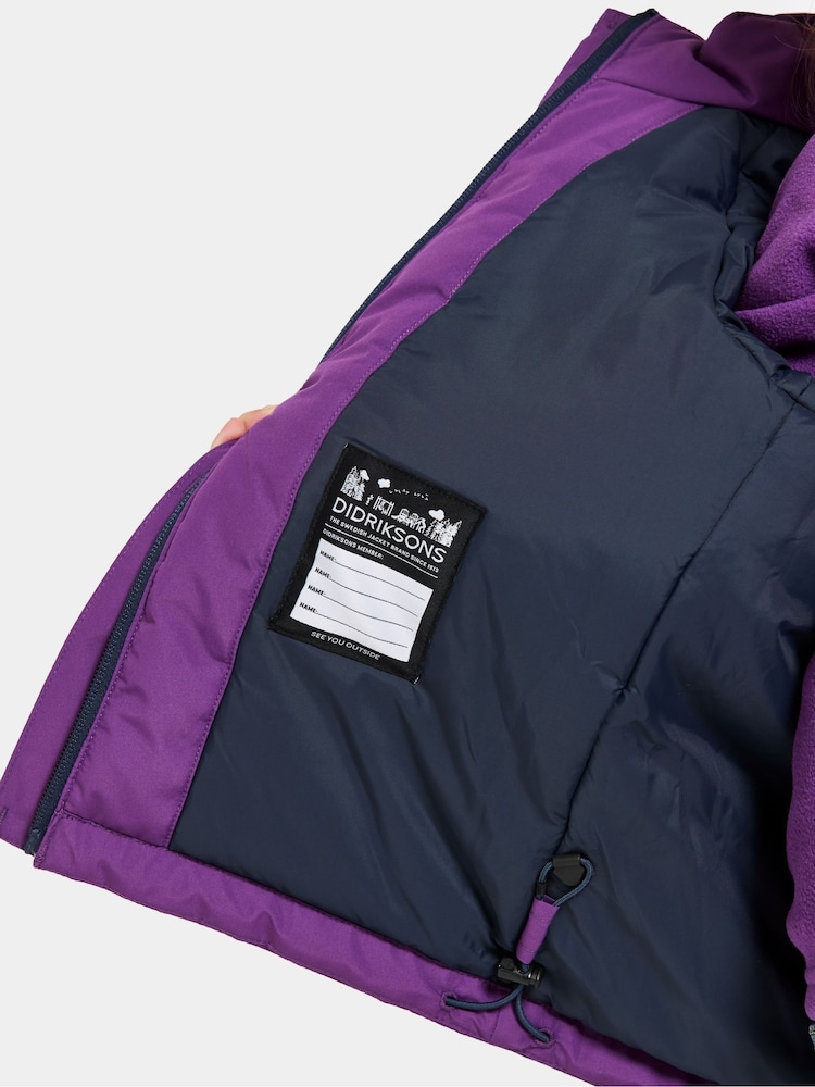 Didriksons Kids Purple Talvi Waterproof Padded Jacket - Image 5 of 5