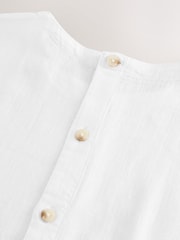 White Short Sleeve Boxy T-Shirt with Linen - Image 9 of 9