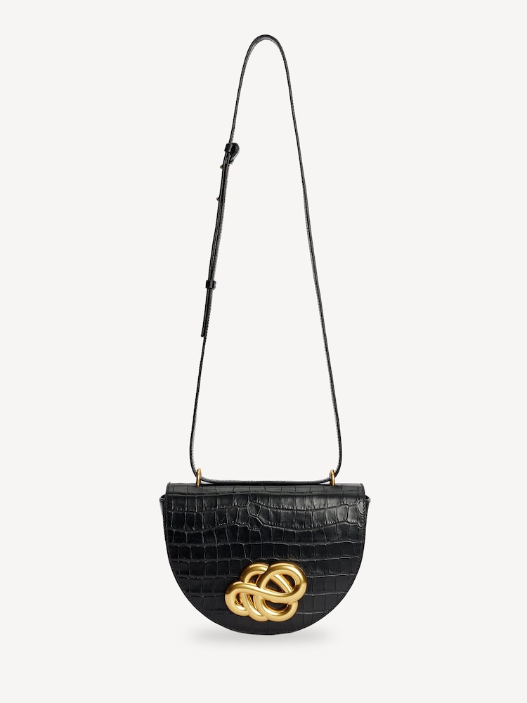 By Malene Birger Black Cebella Leather Croc Handbag - Image 1 of 5