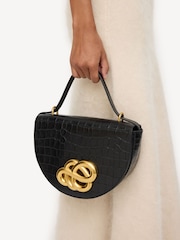 By Malene Birger Black Cebella Leather Croc Handbag - Image 2 of 5