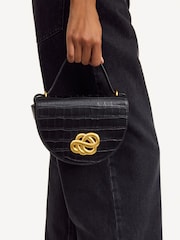 By Malene Birger Black Cebella Leather Croc Handbag - Image 3 of 5