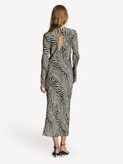 By Malene Birger Black Silk Mix Zebra Print Maxi Dress - Image 2 of 7