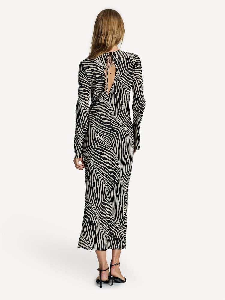 By Malene Birger Black Silk Mix Zebra Print Maxi Dress - Image 2 of 7