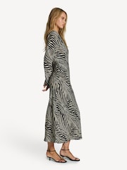 By Malene Birger Black Silk Mix Zebra Print Maxi Dress - Image 3 of 7
