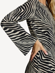 By Malene Birger Black Silk Mix Zebra Print Maxi Dress - Image 6 of 7