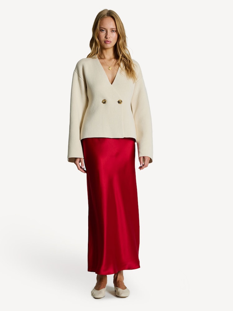 By Malene Birger Red Boshan Satin Midi Skirt - Image 1 of 7