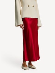 By Malene Birger Red Boshan Satin Midi Skirt - Image 4 of 7