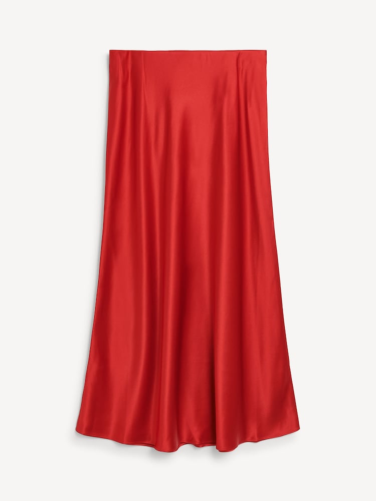 By Malene Birger Red Boshan Satin Midi Skirt - Image 7 of 7