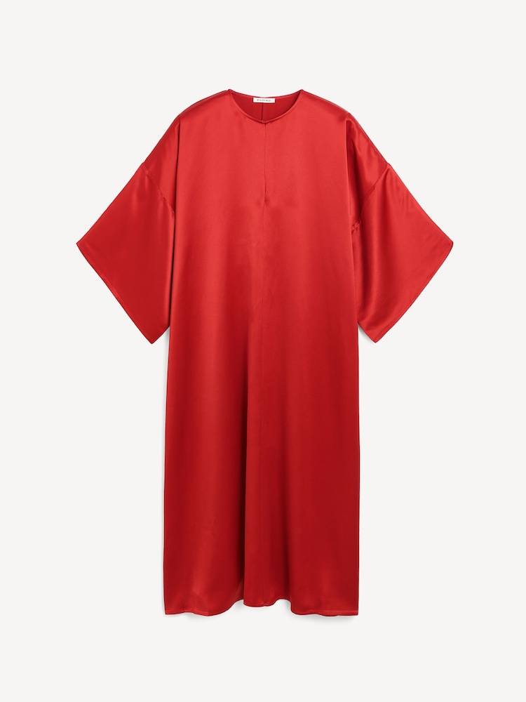 By Malene Birger Red Cicine Satin Midi Dress - Image 5 of 5