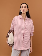 By Malene Birger Red Oversized Derris Stripe Shirt - Image 6 of 8