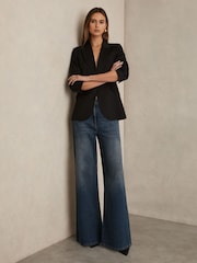 Reiss Black Marlene Leather Twist Detail Court Shoes - Image 2 of 5