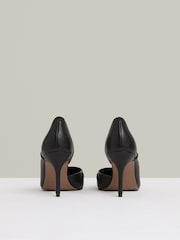 Reiss Black Marlene Leather Twist Detail Court Shoes - Image 4 of 5