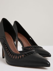 Reiss Black Marlene Leather Twist Detail Court Shoes - Image 5 of 5