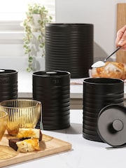 Russell Hobbs 4 Piece Black Ribbed Countertop Set - Image 1 of 6