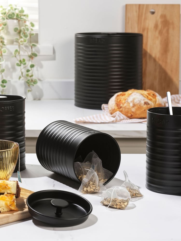 Russell Hobbs 4 Piece Black Ribbed Countertop Set - Image 2 of 6