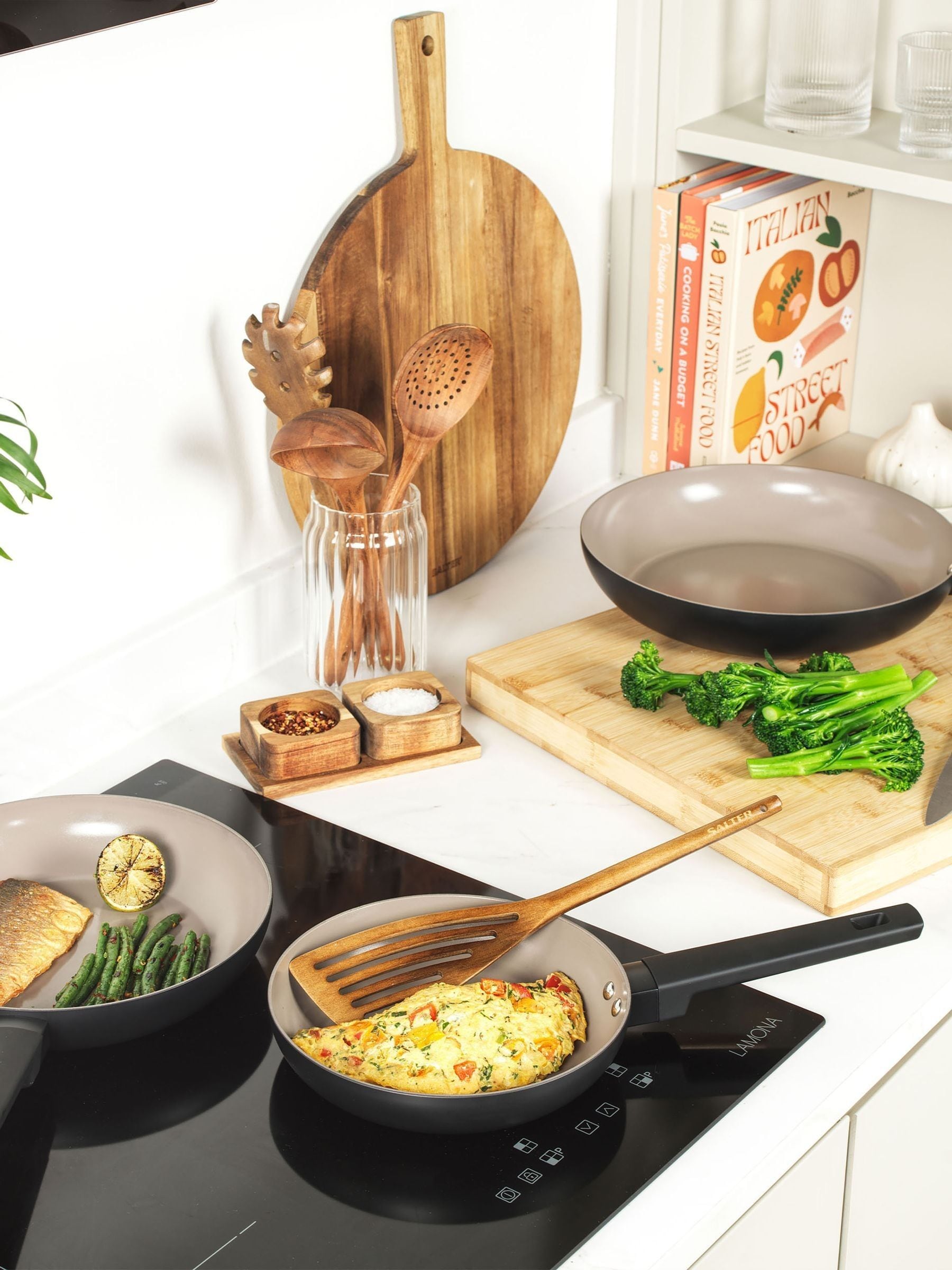 Buy Salter 3 Piece Black Recycled Ceramic Frying Pan Set from the Next UK online shop