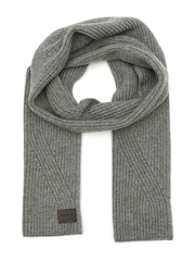 AllSaints Grey Traveling Rib Knit Scarf - Image 1 of 4