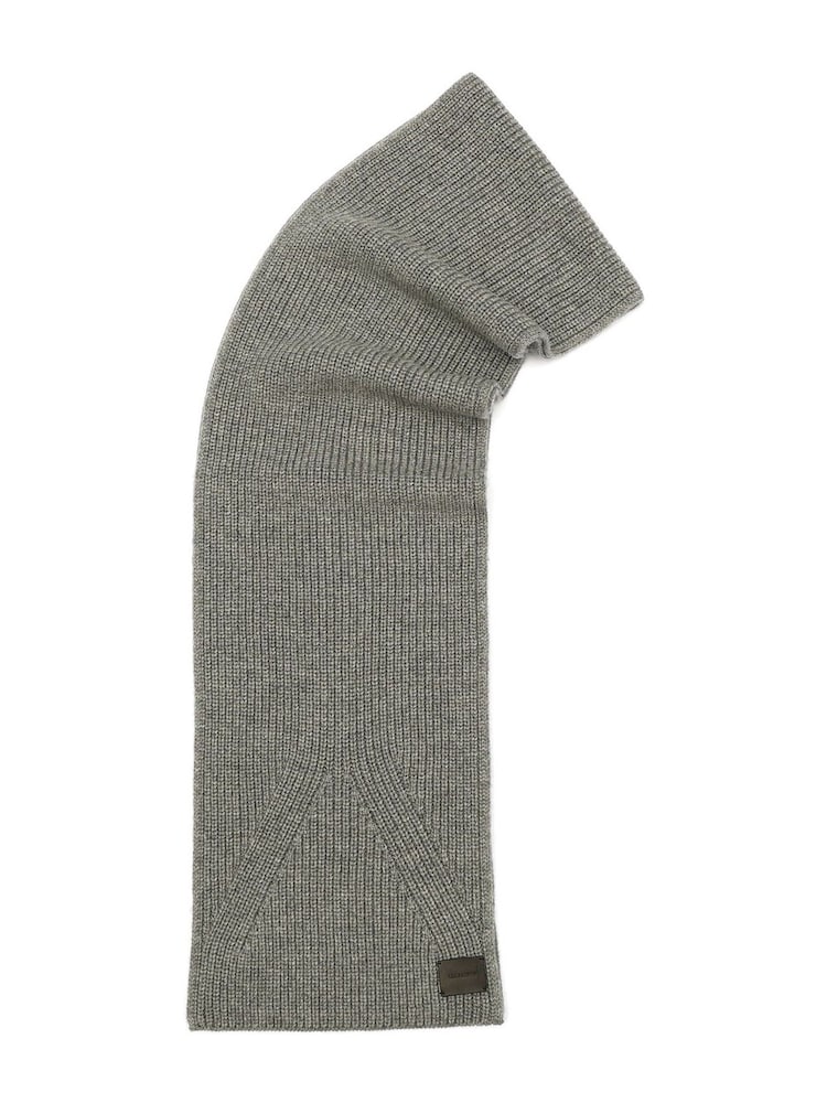 AllSaints Grey Traveling Rib Knit Scarf - Image 2 of 4