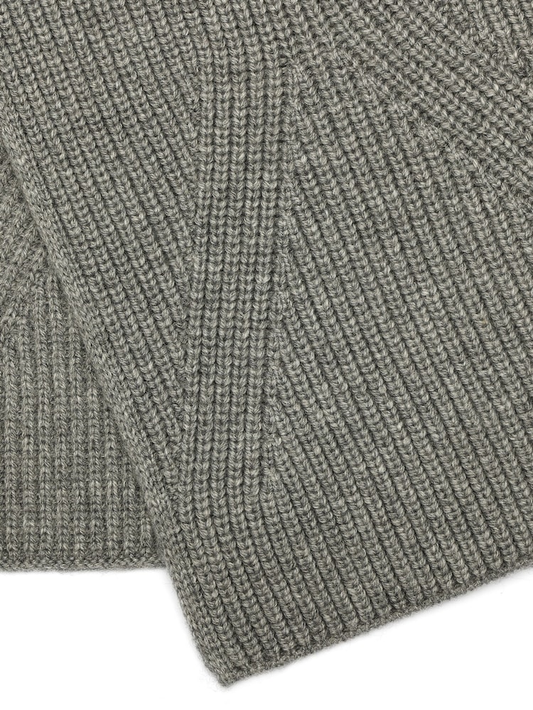 AllSaints Grey Traveling Rib Knit Scarf - Image 4 of 4
