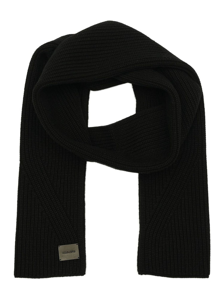 AllSaints Black Travelling Rib Scarf - Image 1 of 4