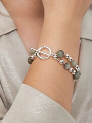 Bibi Bijoux Silver Tone Spheres Semi Precious Bracelet - Image 1 of 2