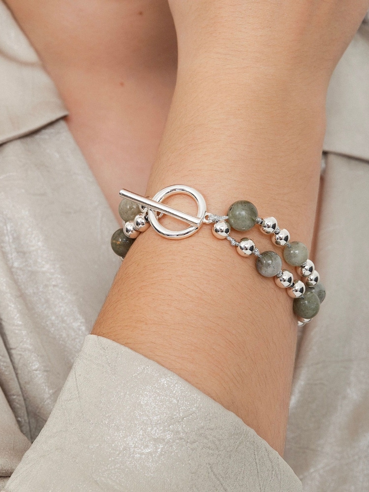 Bibi Bijoux Silver Tone Spheres Semi Precious Bracelet - Image 1 of 2