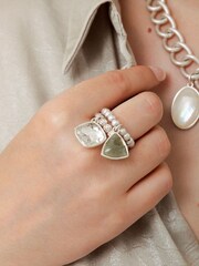 Bibi Bijoux Bejewelled Stretch Ring Set - Image 1 of 2