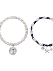 Bibi Bijoux Silver Tone Vintage Charm Stretch Bracelet Set - Image 1 of 3