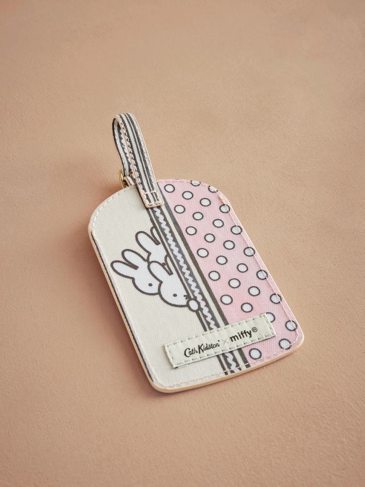 Cath Kidston Pink 100% Cotton Miffy Stripe Luggage Tag Bag - Image 1 of 3