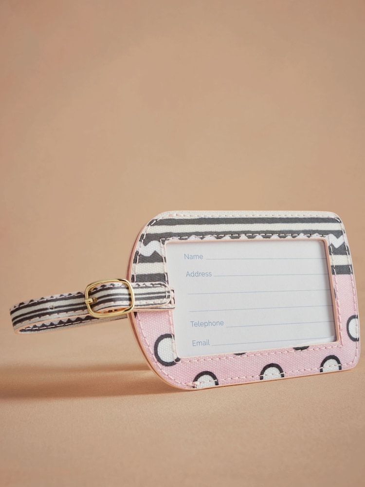 Cath Kidston Pink 100% Cotton Miffy Stripe Luggage Tag Bag - Image 2 of 3