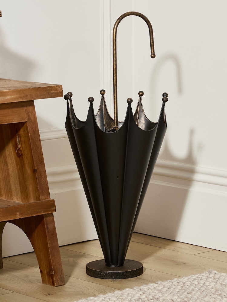 Dibor Black Black and Gold Umbrella Stand - Image 1 of 4