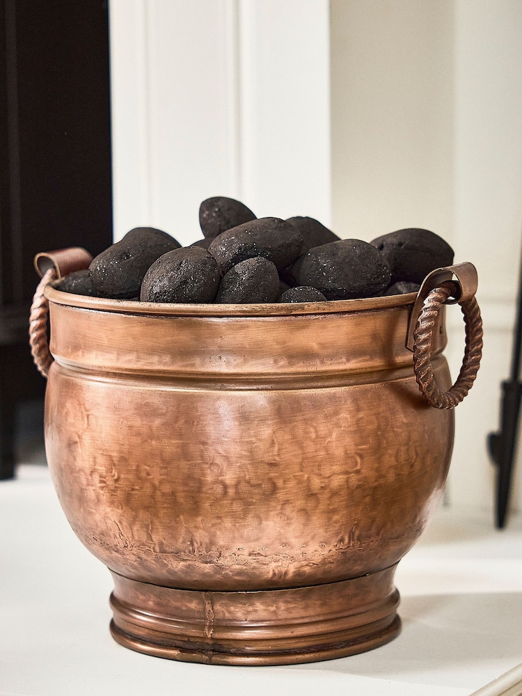 Dibor Copper Round Footed Bucket with Handles - Image 1 of 4